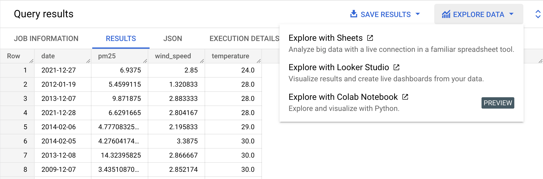 Query output