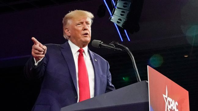 Former President Donald Trump speaks at the Conservative Political Action Conference (CPAC) Saturday, Feb. 26, 2022, in Orlando, Fla. (AP Photo/John Raoux)