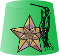 Green fez with Featured article star.svg