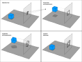 Various projections of cube above plane.