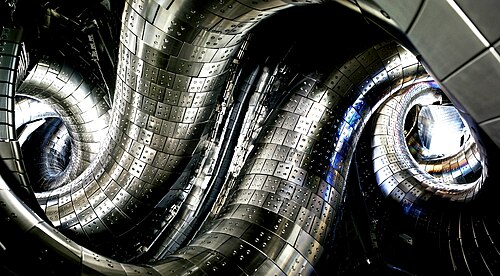 The vacuum vessel of the Large Helical Device, a stellarator in Japan.