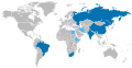 Map without Antarctica of BRICS members