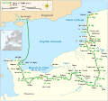 Map of the route of Edward III's chevauchée of 1346