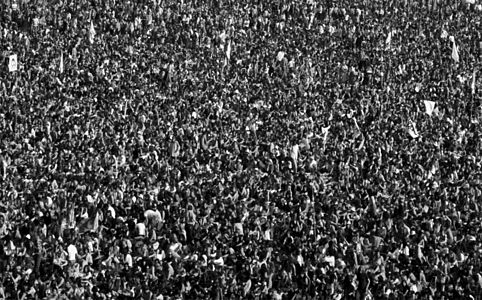 A Rolling Stones crowd - 1976 -Knebworth House B&W