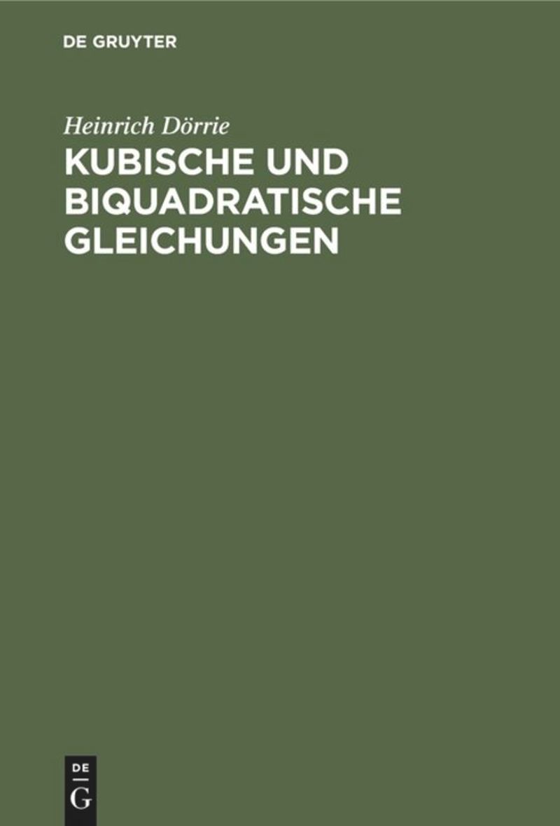 book: Kubische und biquadratische Gleichungen