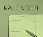 Grün gefärbte Kachel mit der Aufschrift Kalender