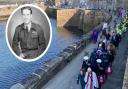 Representatives from the armed forces, dignitaries and children from Porthleven School paid tribute to Wing Commander Guy Gibson