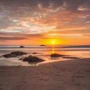 Sunset reflections at Gwithian, taken by Marcus Jose