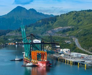 65-ton gantry crane arrives by into Kodiak.