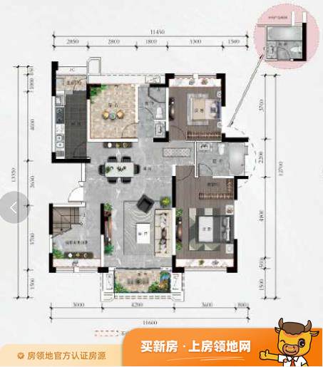 首开紫郡户型图3室2厅3卫