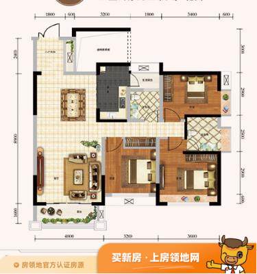 首开紫郡户型图3室2厅2卫