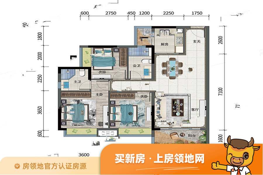 文华峯境户型图3室2厅2卫