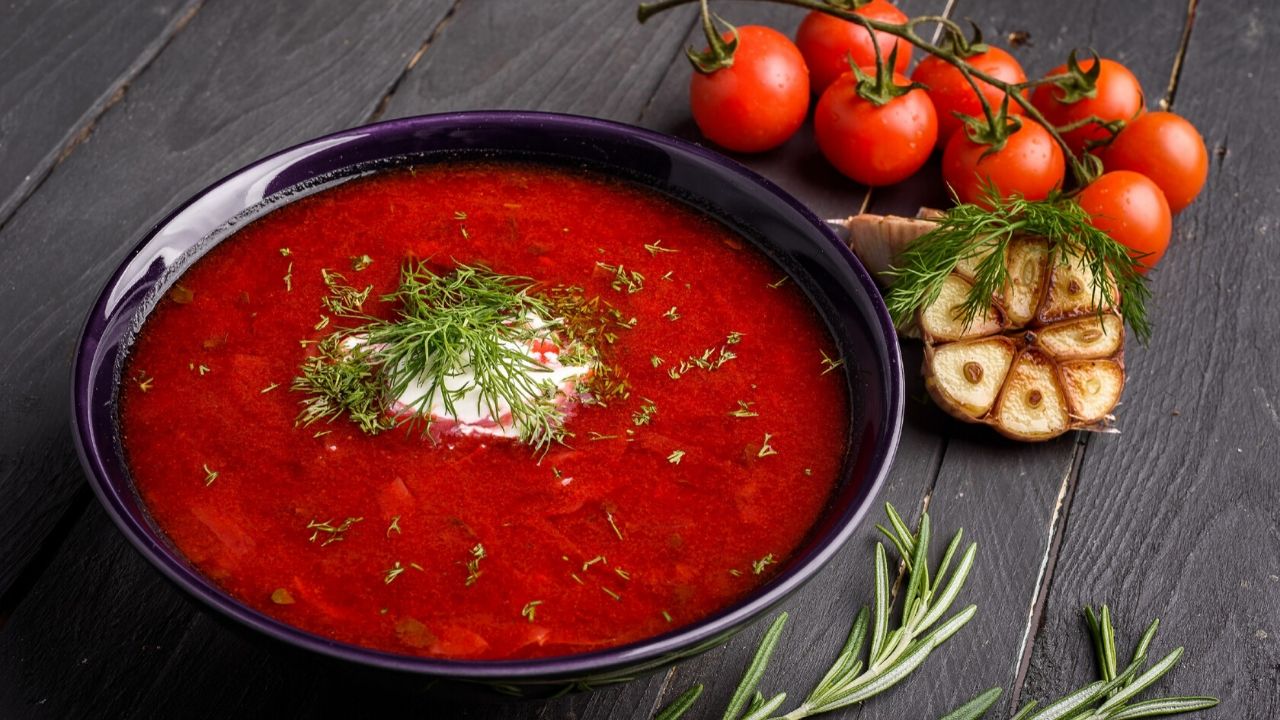 Beet Tomato and Macadamia Nut Soup