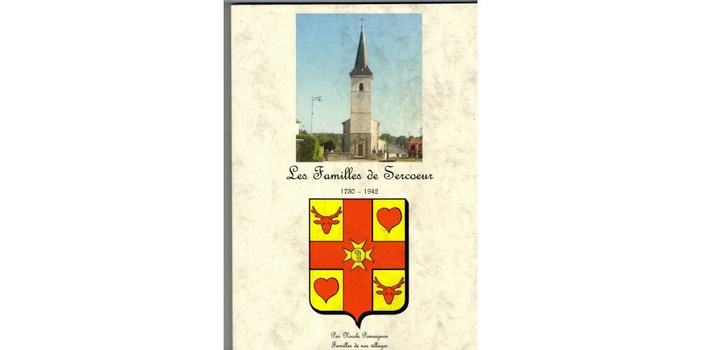 Un blason est en couverture du livre des familles de Sercœur.  Photo VM