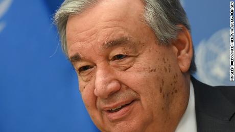 United Nations Secretary General Antonio Guterres speaks during a press briefing at United Nations Headquarters on February 4, 2020, in New York City. (Photo by ANGELA WEISS/AFP via Getty Images)