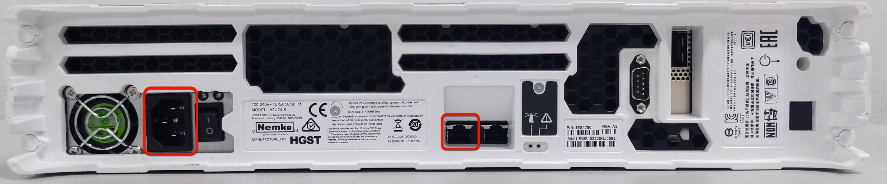 Cable connections for Transfer Appliance