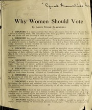 Cover of: Why women should vote