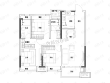 保利天阜锦上高层113平米户型户型图