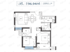 顶琇国际城·星耀3室2厅1卫户型图