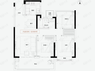 观山嶺湖建面约110㎡户型图