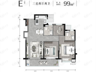 绿城锦上月鸣E户型户型图