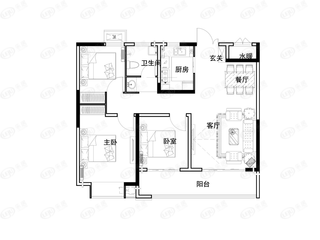 郑州融创御湖宸院三室户型户型图