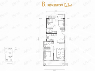 绿城明月滨河B户型户型图