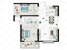 浩正渼林湾2室2厅1卫户型图