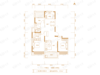 绿城明月滨河122平米户型户型图