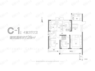 裕华会园融信奥体世纪作品c-1户型图户型图