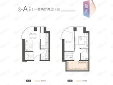 天保智慧城1室2厅2卫户型图