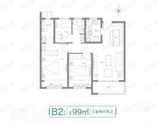 郑州融创御湖宸院B2户型户型图