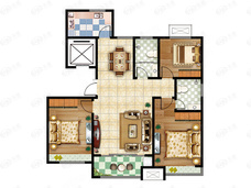 鸿泰花漾城12号楼B户户型图