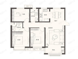 鸿泰花漾城小高层D户型户型图