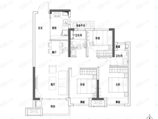 保利天阜锦上高层99平米户型户型图