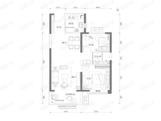 富力城玖院两居户型户型图