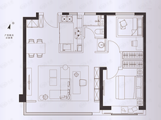 中海寰宇时代2室2厅1卫户型图
