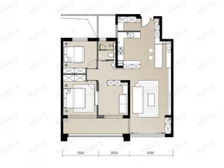 鸿泰花漾城K1户型，建面119.2²户型图