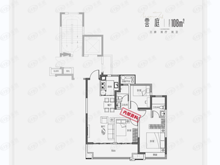 保利天阜锦上108平户型户型图