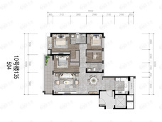 绿城锦上月鸣135㎡户型户型图