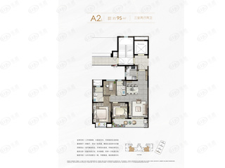 绿城锦上月鸣约95㎡户型户型图