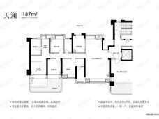 国贸天琴樾天澜奇数层 187平四房两厅三卫双空中花园户型图