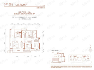 鸿泰花漾城B户型户型图