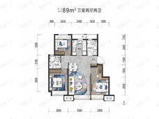 保利朗阅3室2厅2卫户型图