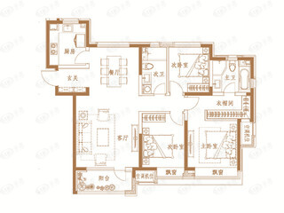 远洋塔河湾144㎡户型户型图