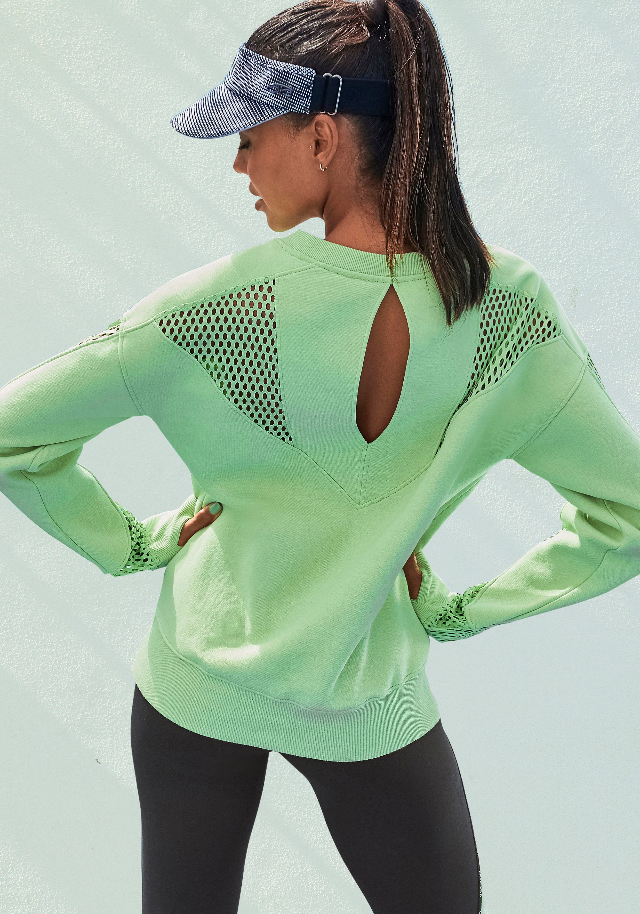 LASCANA ACTIVE Sweatshirt »Technical Red« mit Mesh-Einsätzen und Cutout