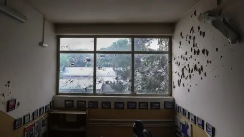 EPA A view of bullet ridden window and walls of MSF (Doctors without Borders) hospital, after an attack in Kabul, Afghanistan