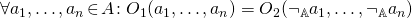 \forall a_1,\dots,a_n \!\in\! A\!: O_1(a_1,\dots,a_n) = O_2(\neg_\mathbb{A}a_1,\dots,\neg_\mathbb{A}a_n)