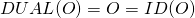 \Tiny{DUAL}\small{(O)} = O = \Tiny{ID}\small{(O)}