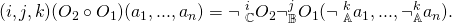 \begin{equation*} (i,j,k)(\small{O}_2 \circ \small{O}_1)(a_1, ...,a_n) = \neg \ ^i_\mathbb{C}\small{O}_2\neg^j_\mathbb{B}\small{O}_1(\neg \ ^k_\mathbb{A} a_1, ... , \neg ^k_\mathbb{A} a_n). \end{equation*}